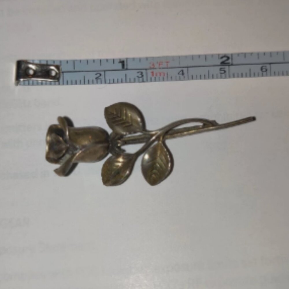 Vintage Sterling Silver Rose Blossom Brooch Pin